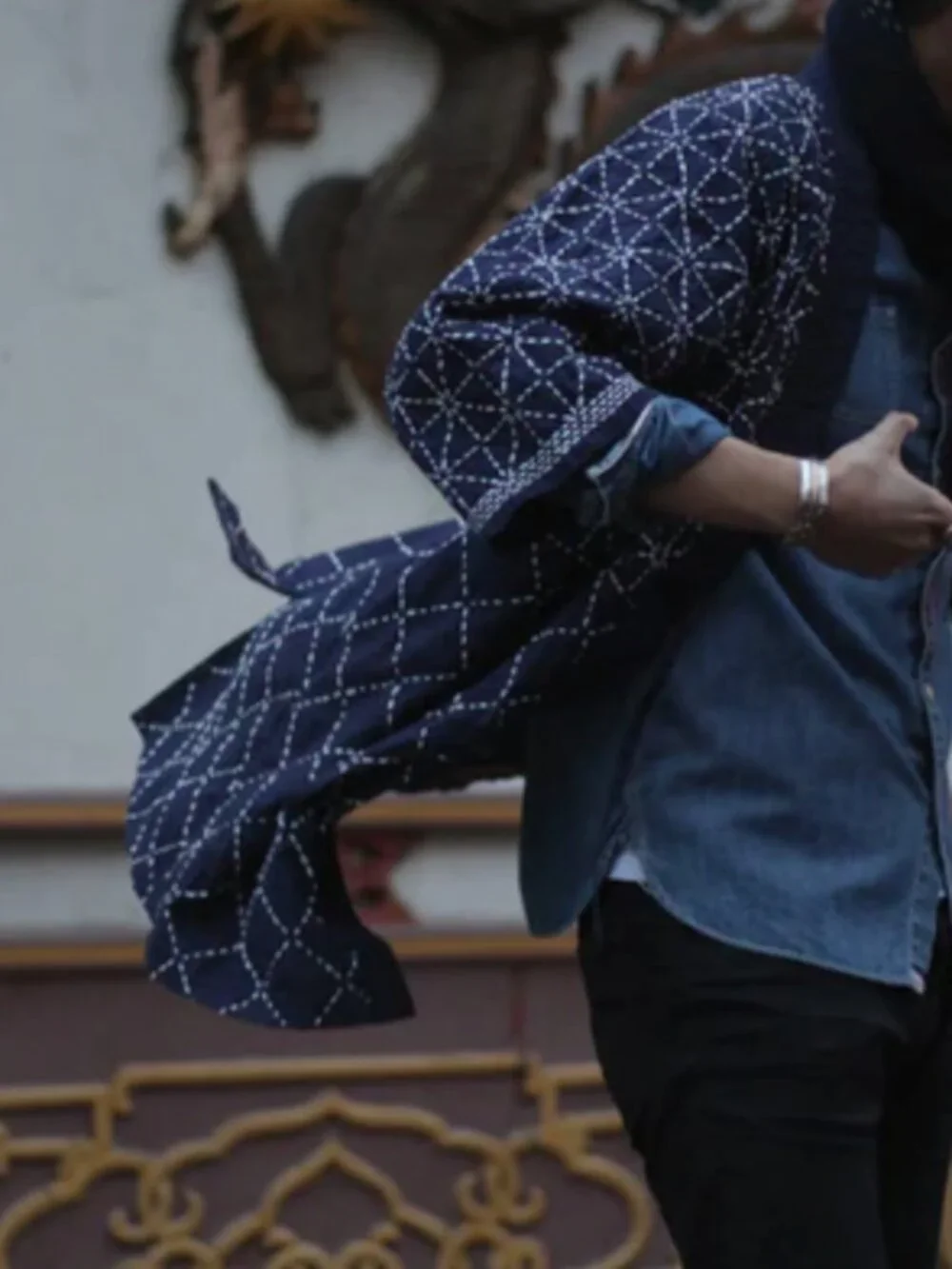 kiriko hand-stitched sashiko cotton haori jacket - Picture 14 of 14